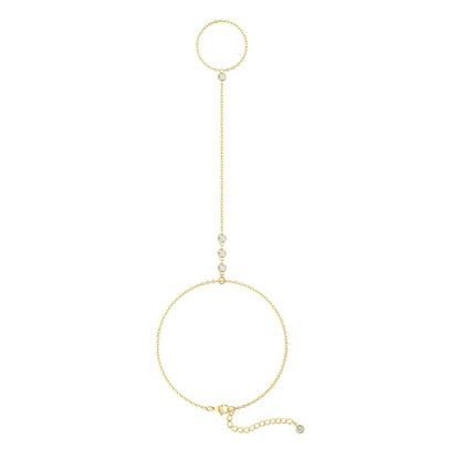 Cuzmly Bracelets for Women, Waterproof 14K Gold/Silver Plated Stackable Bracelets for Women Non Tarnish Trendy Dainty Paperclip Figaro Box Herringbone Hand Chain Bracelet Pack Stack Adjustable Jewelry for Women - style: Hand Chain B