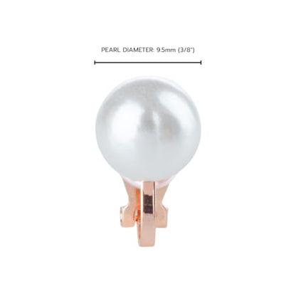 Aloha Earrings Simulated Freshwater Pearl Clip On Stud Earrings - style: Rose Gold Tone