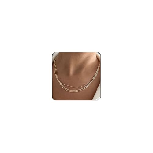 Elegance 11 designs Gold Plated Thin Chain Layered Necklaces For Women Non Tarnish,18k Gold Plated Stainless Steel Dainty Waterproof Gold Necklace Set Stack For Women Gifts Jewelry - color: Gold Necklace1801