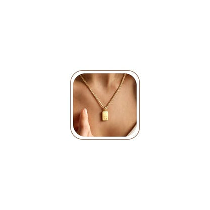 Initial Necklaces 18K Gold Plated,Gold Necklace for Women | Waterproof and Sweat-Resistant / Reinforced Box Chain,Long-Lasting Color Retention - color: G