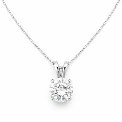 Mariell Cubic Zirconia Crystal Pendant Necklace for Women, 2 Carat 8mm CZ, for Brides, Wedding, Mother's Day Jewelry Gift - color: Silver-Clear Cubic Zirconia