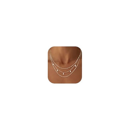 Layered Necklaces For Women,Dainty Gold Plated Necklace Stack Prom Layering Necklaces For Women Trendy Chain Cross Choker Necklace Set Fashion Accessories - color: 3set-1-sl