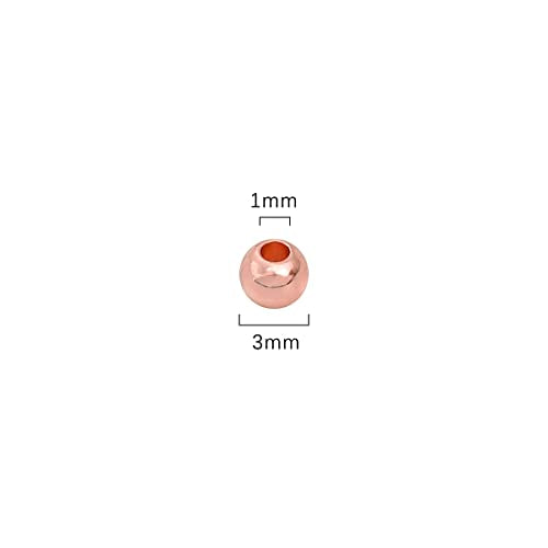 Rose Gold Plated Round Spacer Beads 3mm 300pcs for Jewelry Making Findings Non Tarnish - color: Rose Gold, size: 3mm