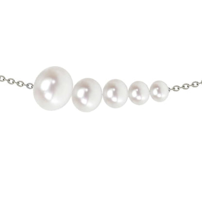 925 Sterling Silver Dainty Freshwater Cultured Pearl Choker Necklace White Genuine Real Pearl Charm Necklaces Jewelry Gifts for Her - color: 5 Size Gradient-Silver