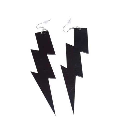 80s 90s Neon Earrings Fluorescence Retro Acrylic Lightning Drop Dangle Earring for Women Party Jewelry - color: black