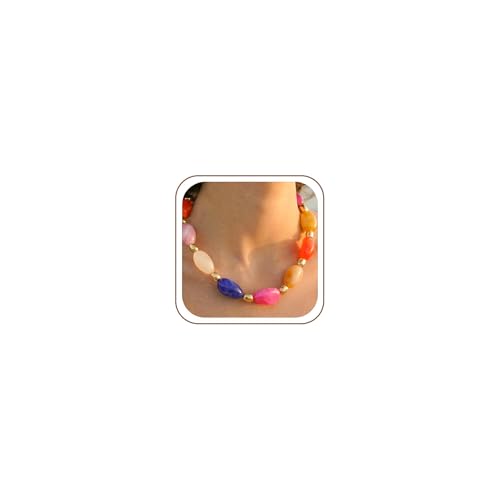 Rainbow Beaded Necklace for Women - Boho Necklaces Chunky Necklace for Summer Vacation Jewelry, Colorful Seed Bead Choker Statement Necklace - color: Thickest A