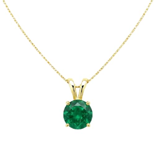 Mariell Cubic Zirconia Crystal Pendant Necklace for Women, 2 Carat 8mm CZ, for Brides, Wedding, Mother's Day Jewelry Gift - color: Gold-Green Cubic Zirconia