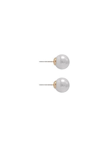 Anne Klein Women's Pearl Stud Earrings, Layered Statement Fashion Jewelry for Everyday and Evening Wear - color: 12mm