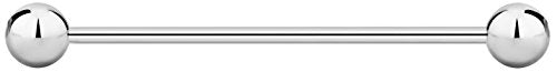 Forbidden Body Jewelry nipple barbell, nipple bars, silver nipplerings piercing Surgical Steel 8g - 18g Straight Barbell Body Jewelry (Sold Individually) - style: 14G 38mm (1.5") 6mm Balls