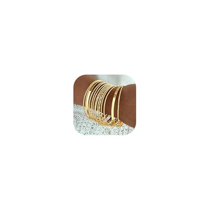 ÌF ME Gold Bangle Bracelets for Women, Indian Bangles Stackable Set, Multi Layer Textured 18K Gold Plated Chunky Bracelets Boho Jewelrys Set - style: D-14PCS Indian bangles