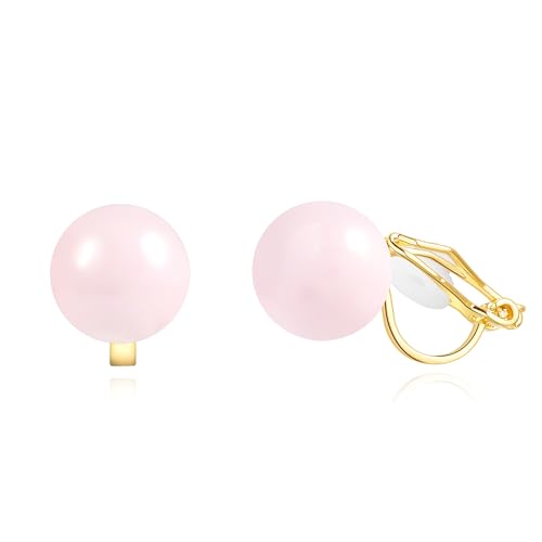 YOQUCOL Simulated Freshwater Pearl Clip On Earrings Not Pierced Elegant Stud Jewelry For Women - color: 8MM-Pink