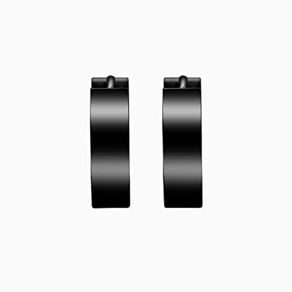 Small Huggie Hoop Earrings for Women - color: Black