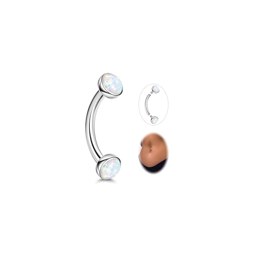 14G G23 Titanium Opal Belly Button Rings for Women Small Belly Ring Internally Thread Petite Navel Piercing Jewelry for Sensitive Skin 6/8/10/12/14/16MM - color: opal 17, size: Bar Length 16MM
