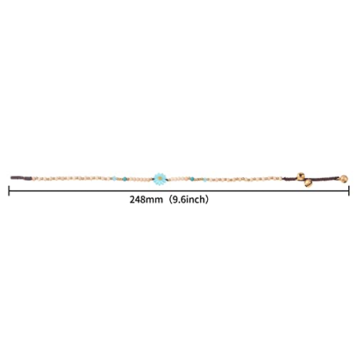 Made by Nami Boho Surfer Anklet Waterproof & Adjustable Beaded Anklets for Women Beachy Ankle Bracelet Made from Waxed Cotton Rope and Beads for Summer and Hippie Style - color: White Flower