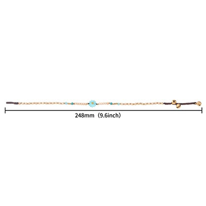 Made by Nami Boho Surfer Anklet Waterproof & Adjustable Beaded Anklets for Women Beachy Ankle Bracelet Made from Waxed Cotton Rope and Beads for Summer and Hippie Style - color: White Flower