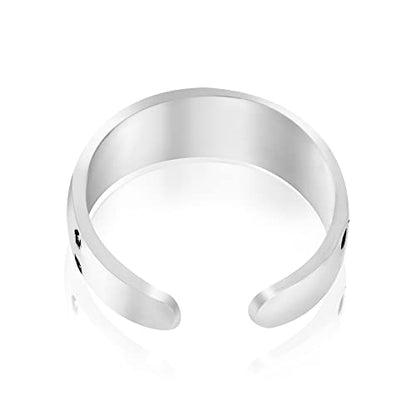 AeraVida .925 Sterling Silver Adjustable Toe Ring or Pinky Ring 5mm Wide Open Band, Stackable Minimalist Summer Foot Jewelry | Sun Moon Star Turtle Butterfly Leaf Olive Branch Ocean Wave Yin Yang Design - style: Celestial Sky 2