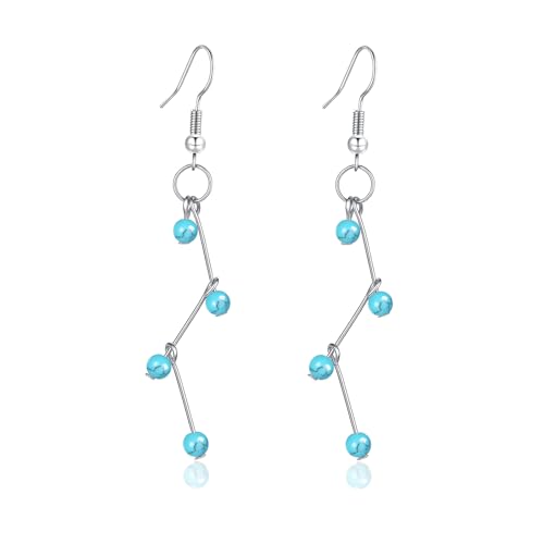 Boho Turquoise Dangle Earrings For Women Trendy,Western Blue Gemstone Drop Earings,Vintage Gothic Ethnic Statement Beach Vacation Long Birthstone Earrings with Leaf Teardrop Turquoise Crystal Tassels,Fashion Jewelry Birthday Gift. - style: A12 Zigzag Turq