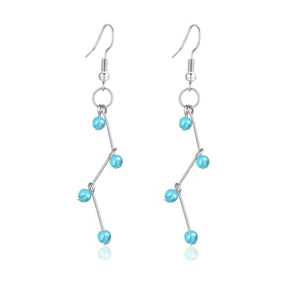 Boho Turquoise Dangle Earrings For Women Trendy,Western Blue Gemstone Drop Earings,Vintage Gothic Ethnic Statement Beach Vacation Long Birthstone Earrings with Leaf Teardrop Turquoise Crystal Tassels,Fashion Jewelry Birthday Gift. - style: A12 Zigzag Turq