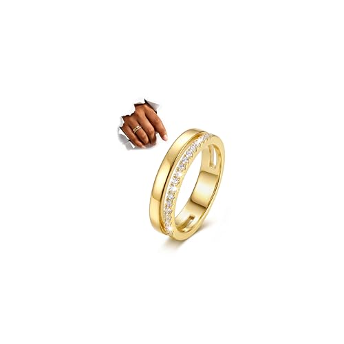 LOLIAS 14K Gold Plated Rings for Women Engagement Eternity Wedding Bands | Non Tarnish Love Promise Rings for Her Cubic Zirconia Stackable Rings for Women Statement Thumb Rings Stacking Size 6-10 - style: Dual Stacking Rings-14K Gold Plated