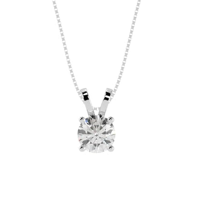 0.5 to 10 Carat 14K White Gold Lab Grown Diamond Solitaire Pendant Necklace, Round Cut Solitaire, 4-Prong Setting, Jewelry for Women (E-F, VS) - color: Platinum, size: 2.0 Carats