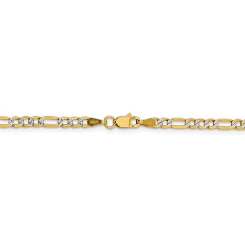 14k Gold 3.2mm Semi-Solid Two-Tone Figaro Link Chain Bracelet 7" Stylish Women’s Bracelets – Minimalist Accessories to Elevate Any Outfit Chic Fashion Accessories