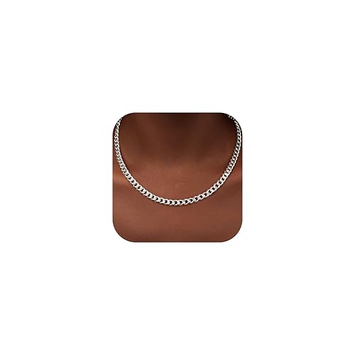 WomenGifts Cuban Link Chain Necklace for Women, Waterproof 14k Gold Silver Plated Chain Choker, Non Tarnish Stainless Steel Jewelry, 3.5/5/6/8/11mm,14/16/18 Inch Thin&Chunky&Thick - color: Silver, style: 6MM-18"