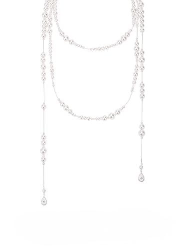 Layered Pearl Choker Necklace for Women Long Pearl Tassel Necklaces Multi Strand Pearl Necklaces Faux Pearl Necklace Wedding Jewelry - color: Pearl Strand