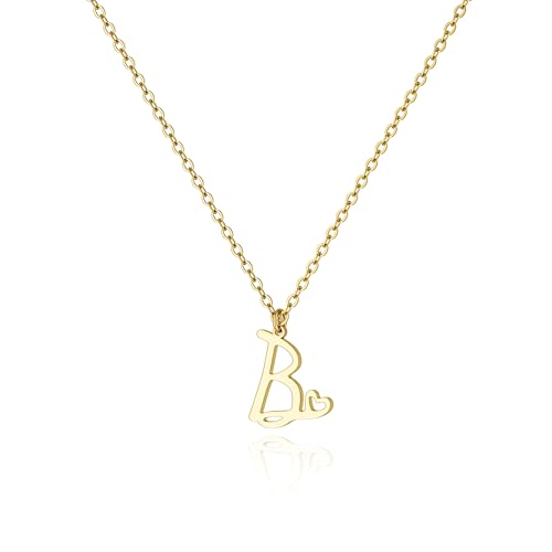Tewiky Initial Necklace for Women-14k Gold Plated Dainty Letter Necklaces | Trendy Cute Custom Personalized Monogram Necklaces - color: gold, style: B