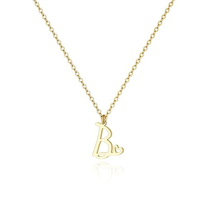 Tewiky Initial Necklace for Women-14k Gold Plated Dainty Letter Necklaces | Trendy Cute Custom Personalized Monogram Necklaces - color: gold, style: B