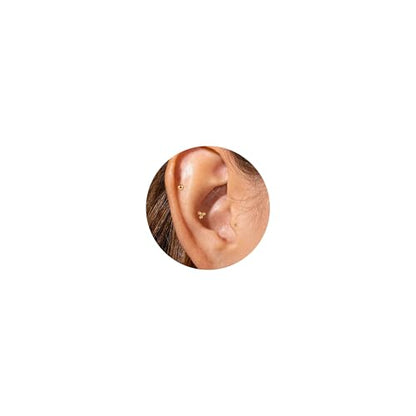 20G/18G/16G Titanium Flat Back Earrings, Threadless Nose Stud Tiny Stud Earrings, Cartilage Tragus Piercing Jewelry Conch Helix Stud - color: Dot (gold 3pcs), size: 16ga(1.2mm)