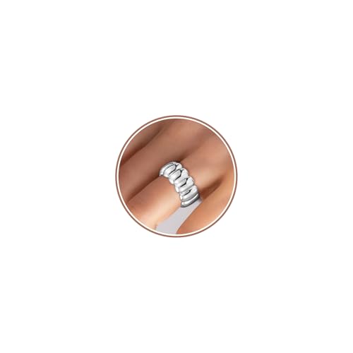 Gold Cross Statement Rings for Women 14K Gold Silver Tone Non Tarnish Cute Band High Polished Smooth Comfort Fit Size 5-10 - color: E-Silver