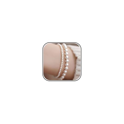 Pearl Bracelets for Women Dainty Gold Pearl Stretch Stackable Bracelet Bridesmaid Wedding Jewelry Gifts Prom Wedding Guest Dress - color: C:White Pearl Bracelet