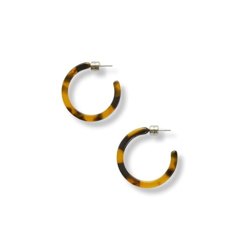 Circle Hoop Earrings Acetate Resin Fashion Jewelry for Women - color: Classic Tortoise, size: Mini
