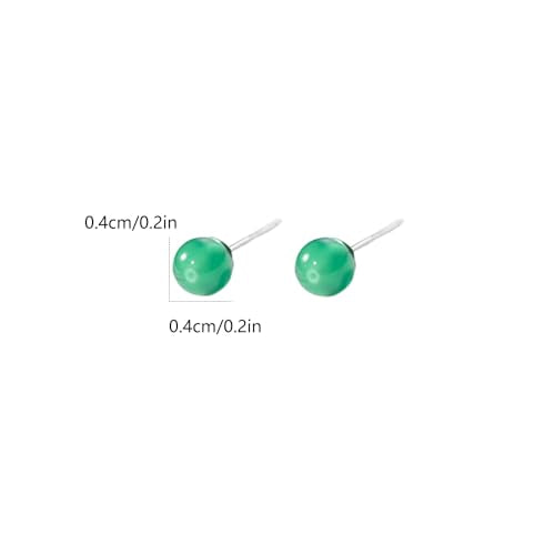 4mm Round Crystal Ball Stud Cartilage Earrings for Women 925 Sterling Silver Tiny Cute Artificial Birthstone 18g Tragus Post Hypoallergenic Piercing Ear Jewelry - color: Green