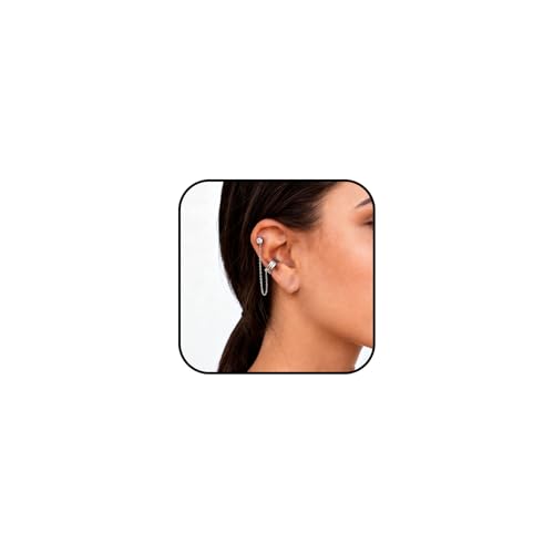 Ear Cuff Stud Earrings for Women Tassel Drop Dangle Hoop Clip Earrings Trendy Chain Climber Crawler Earrings Cubic Zirconia Huggie Hoop Cartilage Earring Fashion Jewelry Birthday Party - color: AS