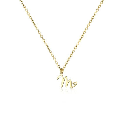 Tewiky Initial Necklace for Women-14k Gold Plated Dainty Letter Necklaces | Trendy Cute Custom Personalized Monogram Necklaces - color: gold, style: M