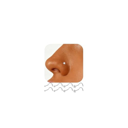 8Pcs 316L Surgical Stainless Steel 20G Nose Studs Set, High Polish Finish Corkscrew Nose Rings, Clear Cubic Zirconia, Size 1.5-3MM - size: For Men: 8Pcs/20g/1.5/2.0/2.5/3.0mm