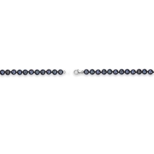 Lavari Jewelers Black Pearl Necklace in 925 Sterling Silver 36 Inches Long with Lobster Claw Clasps 6-7 mm Wide