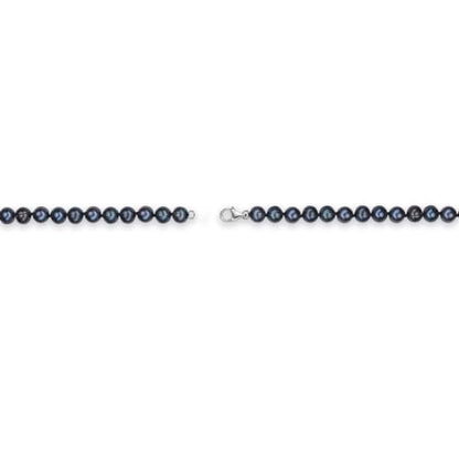 Lavari Jewelers Black Pearl Necklace in 925 Sterling Silver 36 Inches Long with Lobster Claw Clasps 6-7 mm Wide