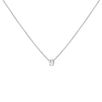 Number Necklace for Women Dainty 18K Gold Plated Pendant Necklace Charm Birth Month Personalized Jewelry Birthday Gift - color: SILVER, style: Number 9