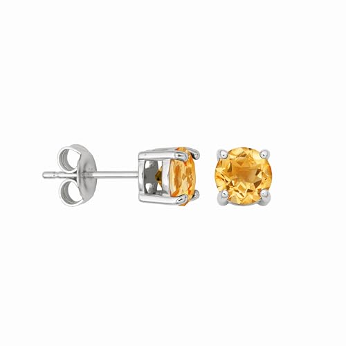 Amazon Essentials Sterling Silver Round Birthstone Stud Earrings - color: Yellow Citrine, November