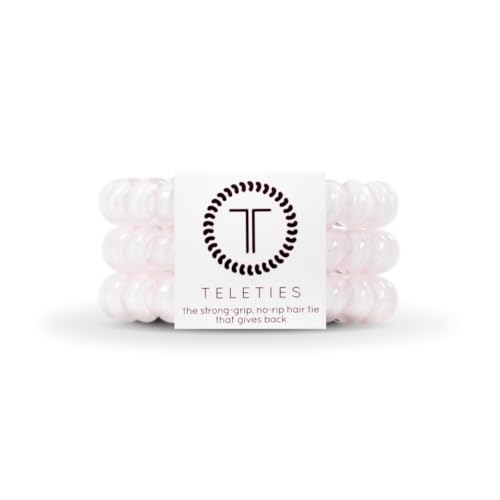 TELETIES - Spiral Coils Hair Ties for Women - Phone Cord Ponytail Holders - Strong Grip, No Rip, No Crease Resistant Coils - 3 Pack (Large, Rose Water Pink) - color: Rose Water Pink