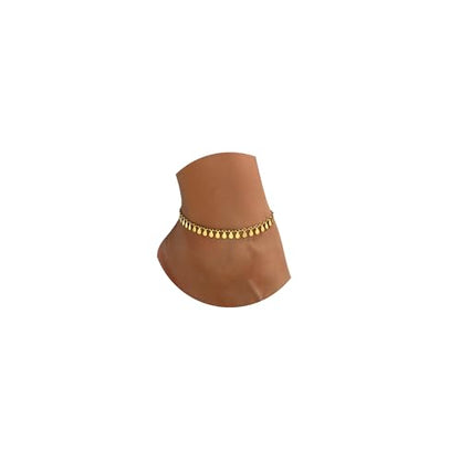 18K Gold Plated Ankle Bracelets for Women Dainty Star Coin Teardrop Square Tassel Anklets Cute Dangle Foot Chain Stainless Steel Beach Foot Jewelry - style: Drop Tassel-Gold