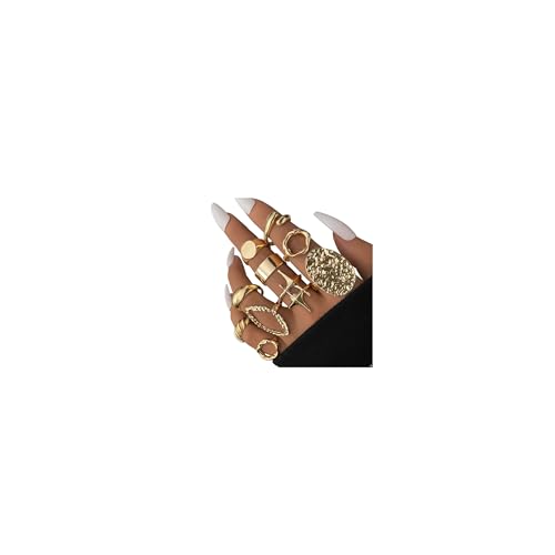 Chunky Gold Rings for Women Non Tarnish, Baroque Pearl Flower Tiger's Eye Stone Rings Adjustable Stacking Statement Rings Set Fashion Jewelry Gifts - style: Big Irregular