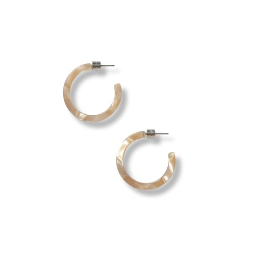 Circle Hoop Earrings Acetate Resin Fashion Jewelry for Women - color: Sand Shell, size: Mini