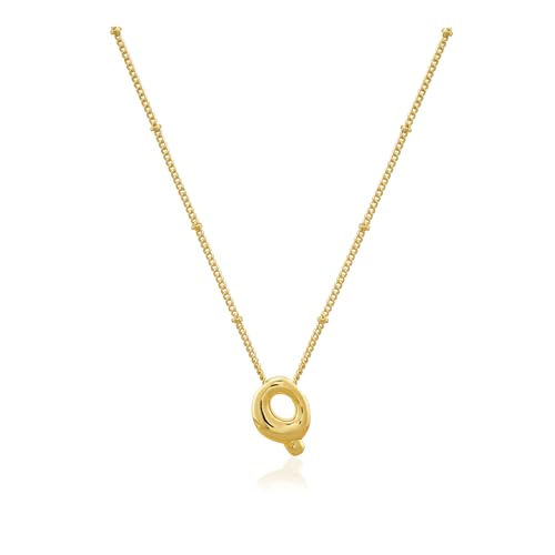 Bheop Initial Necklace for Women, Gold Silver A-Z Bubble Letter Necklace | Chunky Personalized Monogram Name Pendant, Cute Balloon Charm, Dainty Beaded Chain, Trendy Jewelry Gifts, Non Tarnish - color: Gold, style: Q