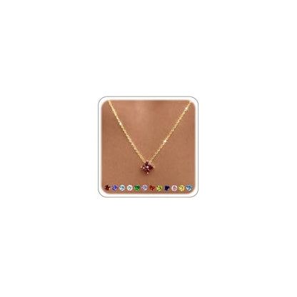 Calimt Dainty Clover Birthstone Gold Necklace for Women CZ 14K Gold Plated | Non Tarnish,Diamond Pendant Necklace,Trendy adjustable necklace,stack CZ Necklace, Bridesmaid Birthday prom Christmas Gift - color: Deep Red