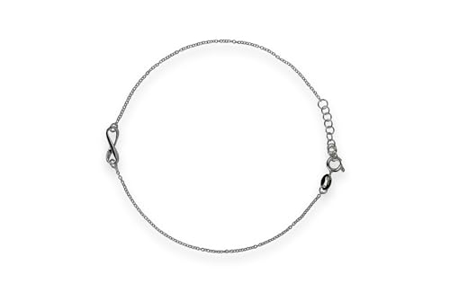 FashionJunkie4Life Sterling Silver Adjustable Link Anklet with Extension, Sterling Silver ankle bracelets for women, Summer bracelets, Foot Jewelry, Boho Jewelry for women - color: Infinity