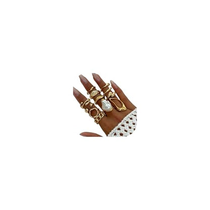 Gold Rings for Women Non Tarnish Stackable Rhinestone Moon Star Rings Dainty Stacking Pearl Butterfly Midi Pinky Thumb Joint Finger Knuckle Ring Set Gold Non Tarnish Jewelry Gifts Trendy Stuff - color: U Chunky Gold Rings 12Pcs