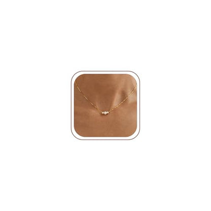 Gold Pearl Necklaces for Women Trendy, 14K Gold Plated Dainty Necklace Simple Layered Pearl Necklaces for Women Trendy Wedding Birthday Jewelry - color: 1-Three Pearl